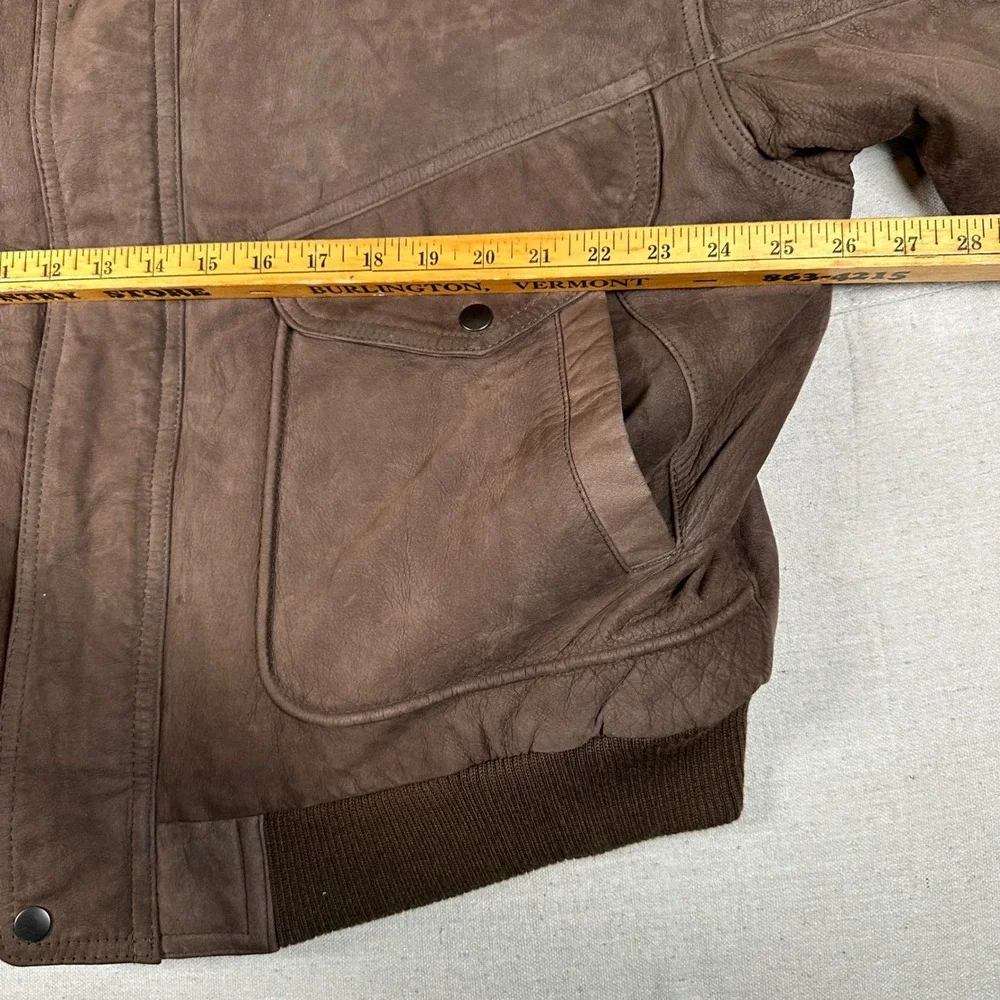 Ash Creek Trading Mens XL‎ Brown Genuine Leather Bomber Flight Jacket Vintage